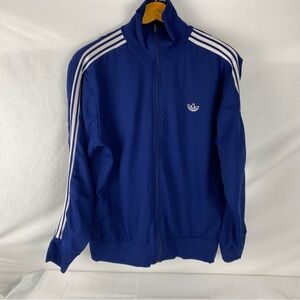 VTG 80s Adidas Trefoil Track Jacket Blue White 3 Stripe Full Zip Retro Medium